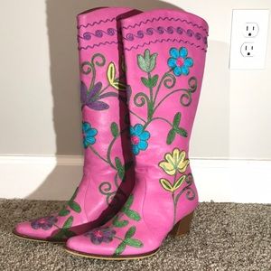 Pink Embroidered Suzani Styles Cowboy boots